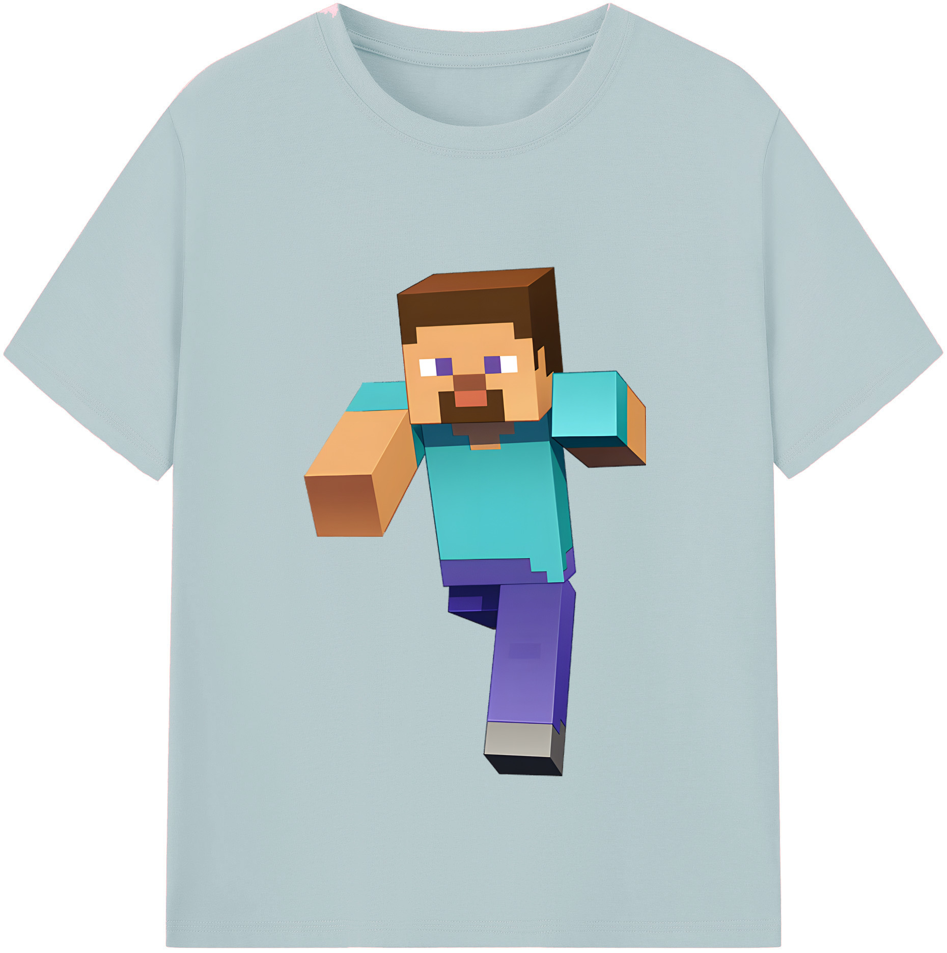 （画像用） マインクラフト ブロックの世界 Minecraft MC Block world 綿100％半袖Tシャツ（フロントプリント）